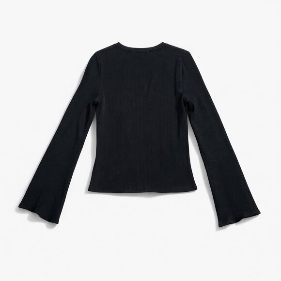 Madewell Flared-Sleeve Cardigan Women’s Medium Black Button Front Sweater Top - Picture 5 of 16